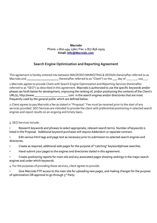 SEO Contract Template