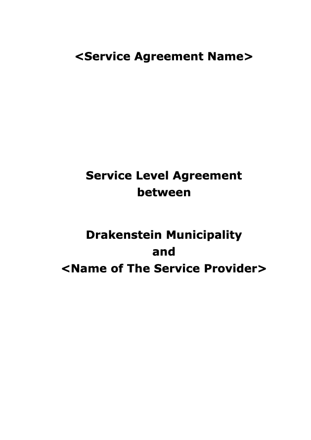 Service Level Agreement Template