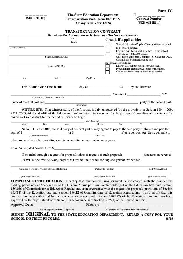 Transportation Contract Template