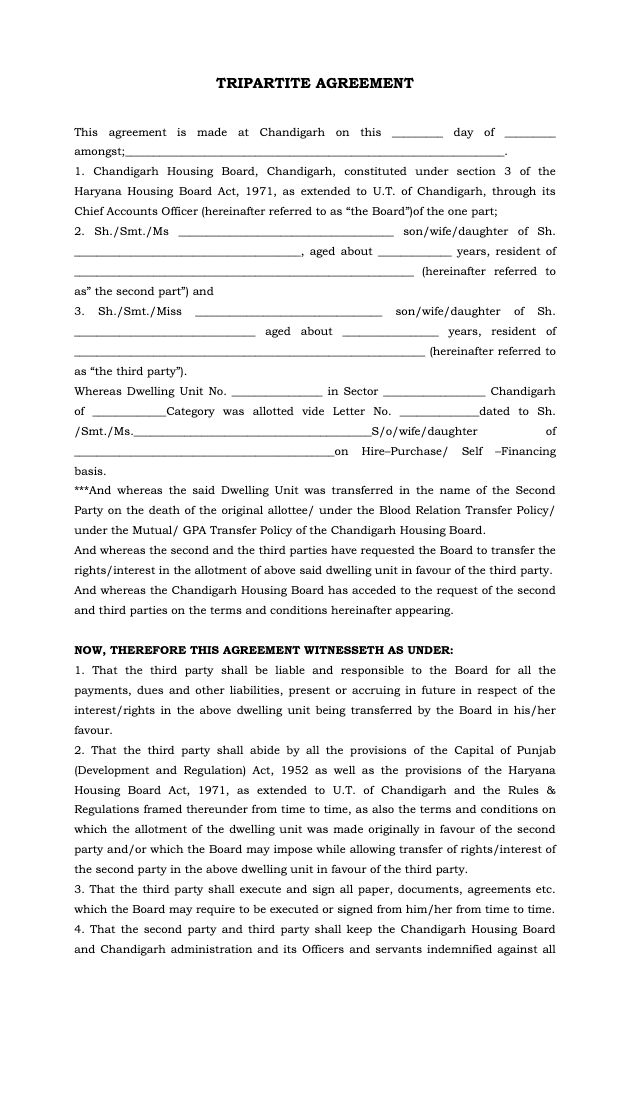 Tripartite Agreement Template