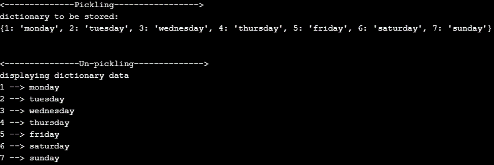 illustrate pickling of python