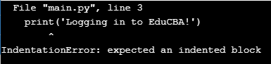 Indentation Error in Python Example 1.1