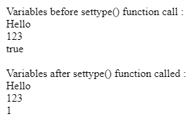 PHP settype output 1