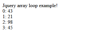 jQuery array loop output 1