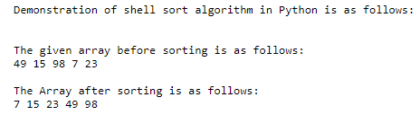 shell sort in python 1