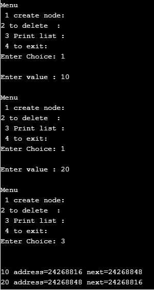 Circular Linked Lists in C Example 1-1