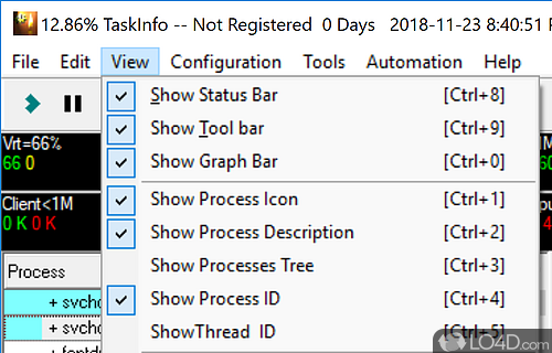 User interface - Screenshot of TaskInfo User interface - Screenshot of TaskInfo