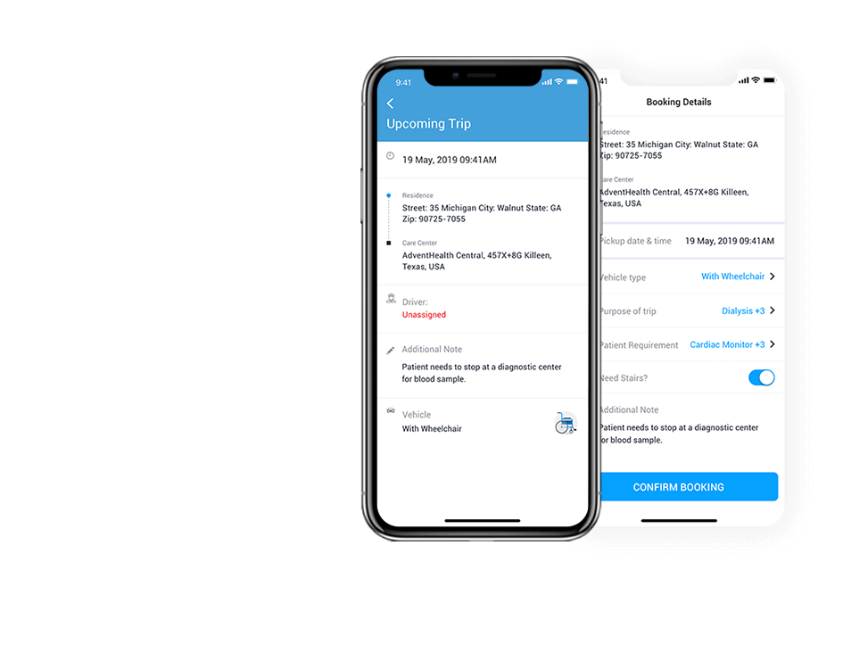 Patient Interface for NEMT Patient interface for NEMT tracking