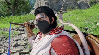 Kliff holding a katana in Crimson Desert