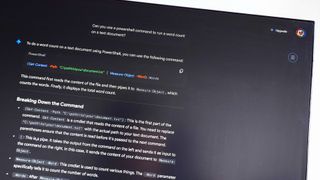Asking Google Gemini about executing word count using PowerShell
