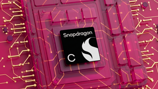 Snapdragon C logo on front of a colorized motherboard design.