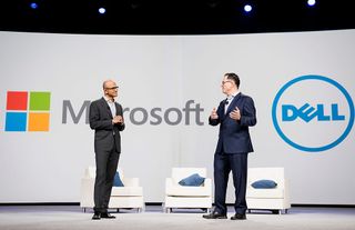 Satya Nadella and Michael Dell on stage