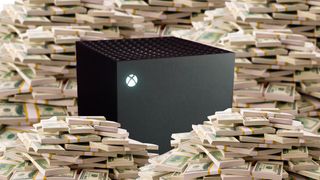 Xbox in a pile of cash