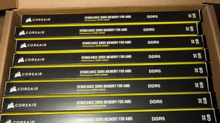 Corsair Vengeance DDR5 RAM kits in a cardboard box