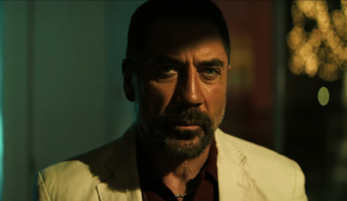 Javier Bardem as Max Cady, slightly hidden by shadows.