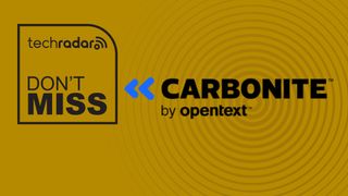 Carbonite by OpenText logo on a gold background next to a TechRadar badge that reads 'Don't Miss'