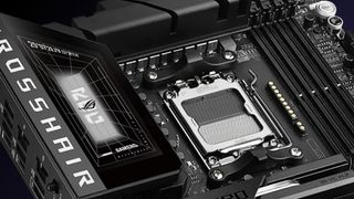 Asus ROG X870E motherboard showing the CPU socket