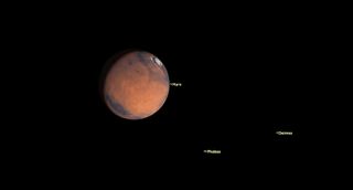 Graphic illustration of the planet Mars.