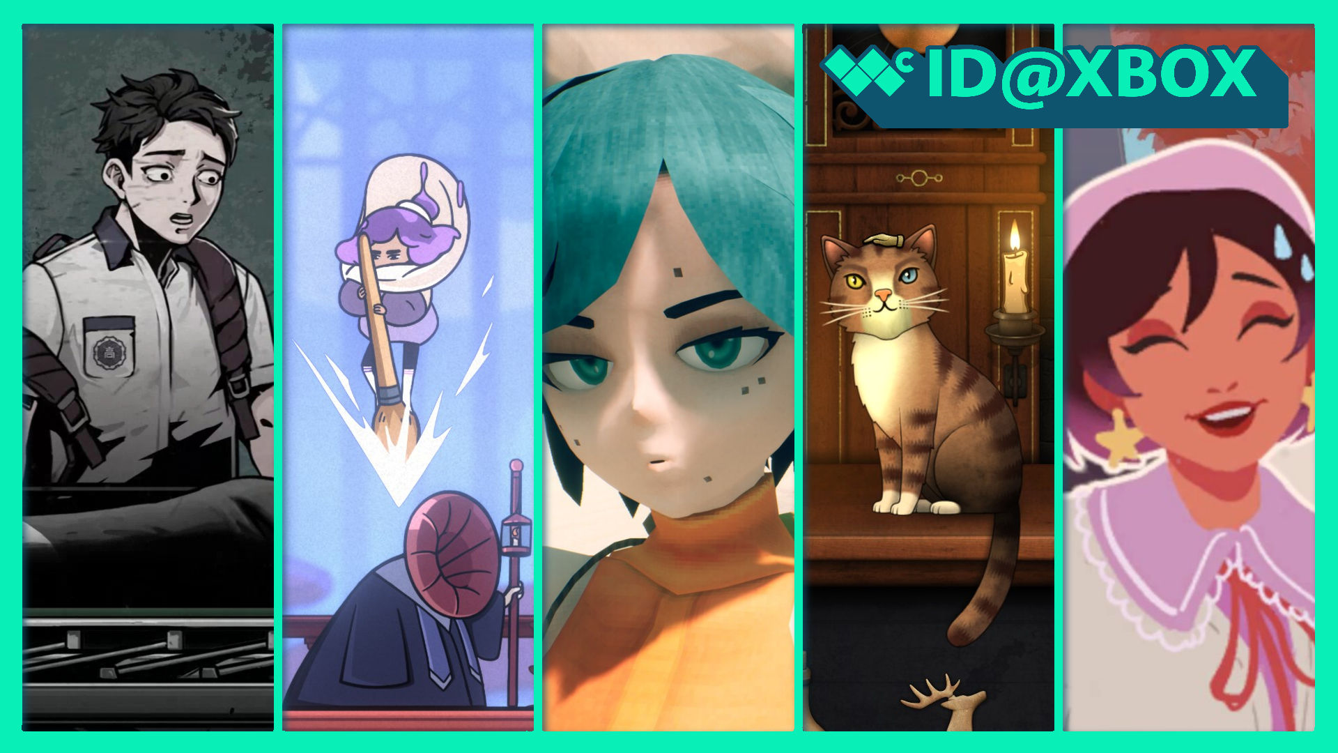 Round up image consisting of screenshots (from L to R) of The Coma 3, Constance, Motorslice, Strange Antiquities, and Urban Jungle.