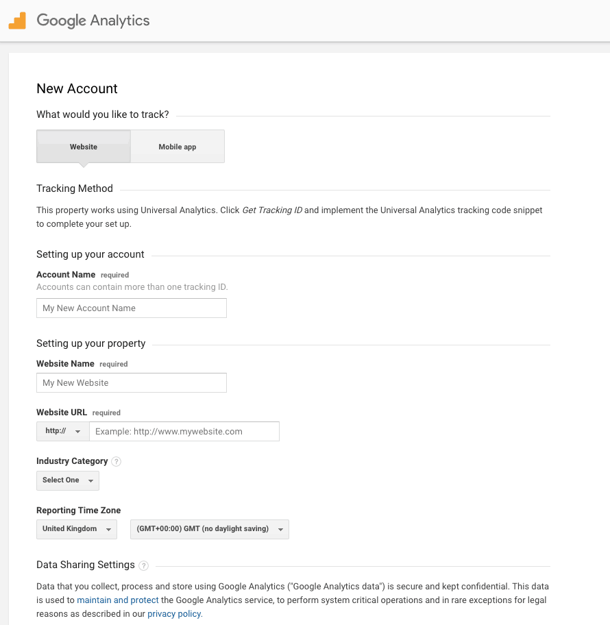 Google Analytics - New Account Google Analytics - New Account