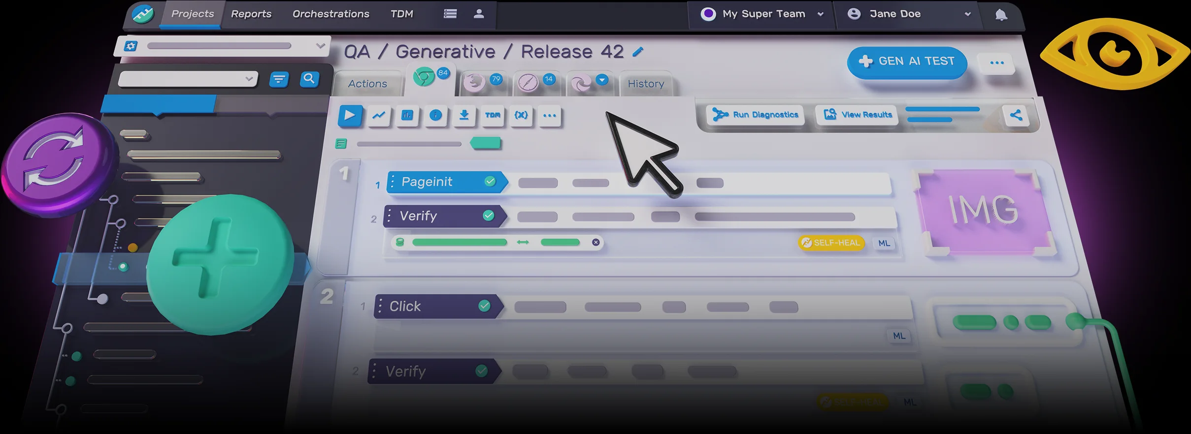 Functionize UI preview - an all-in-one enterprise automation platform that drives business innovation and efficiency through the power of AI agents that perform testing autonomously