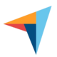 A blue, orange and yellow triangle on a green background