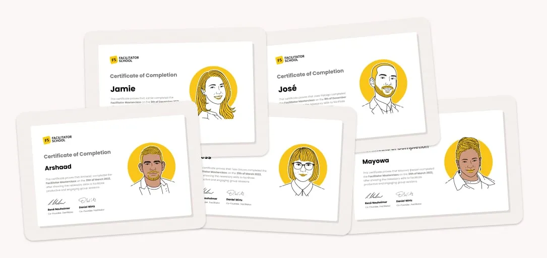 Facilitation certificate for the Facilitator Masterclass training course