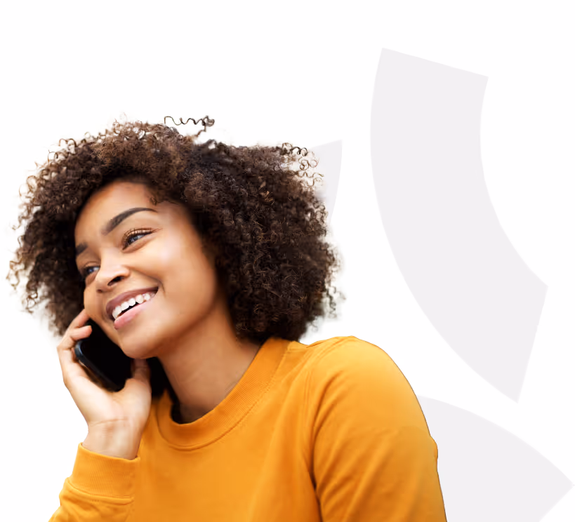 Happy person talking on the phone.