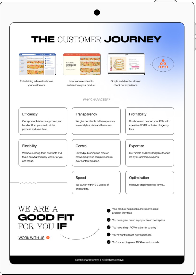 screenshot of tablet that reads 'the customer journey'