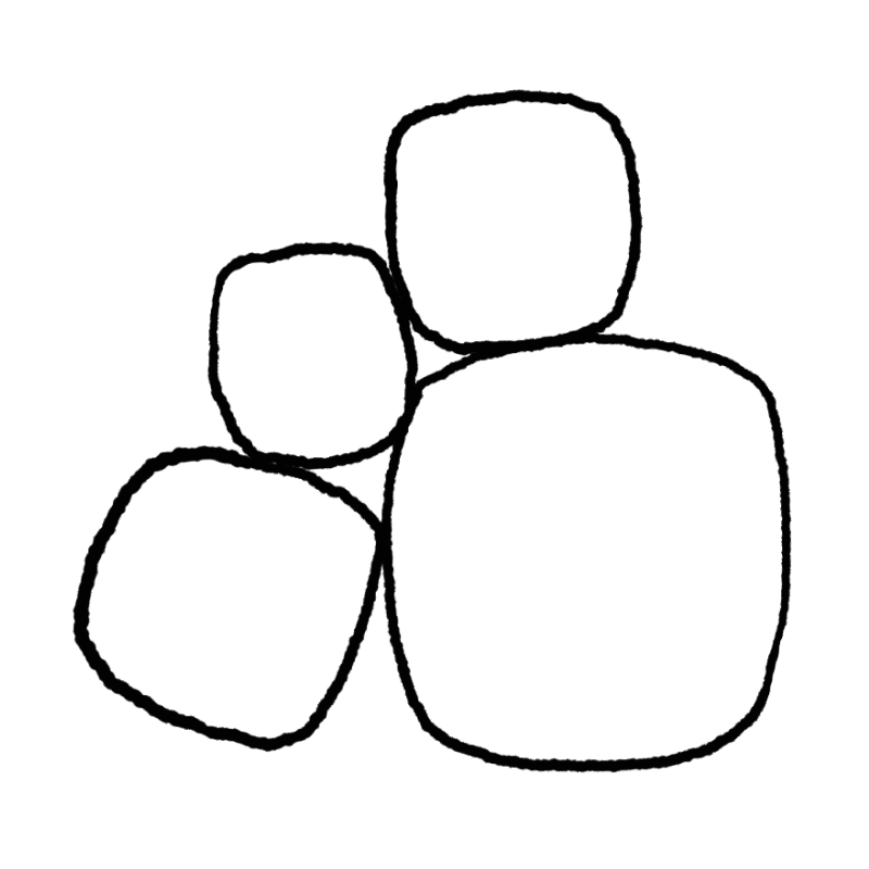 A simple illustration of a small pile of rocks leaning against one another