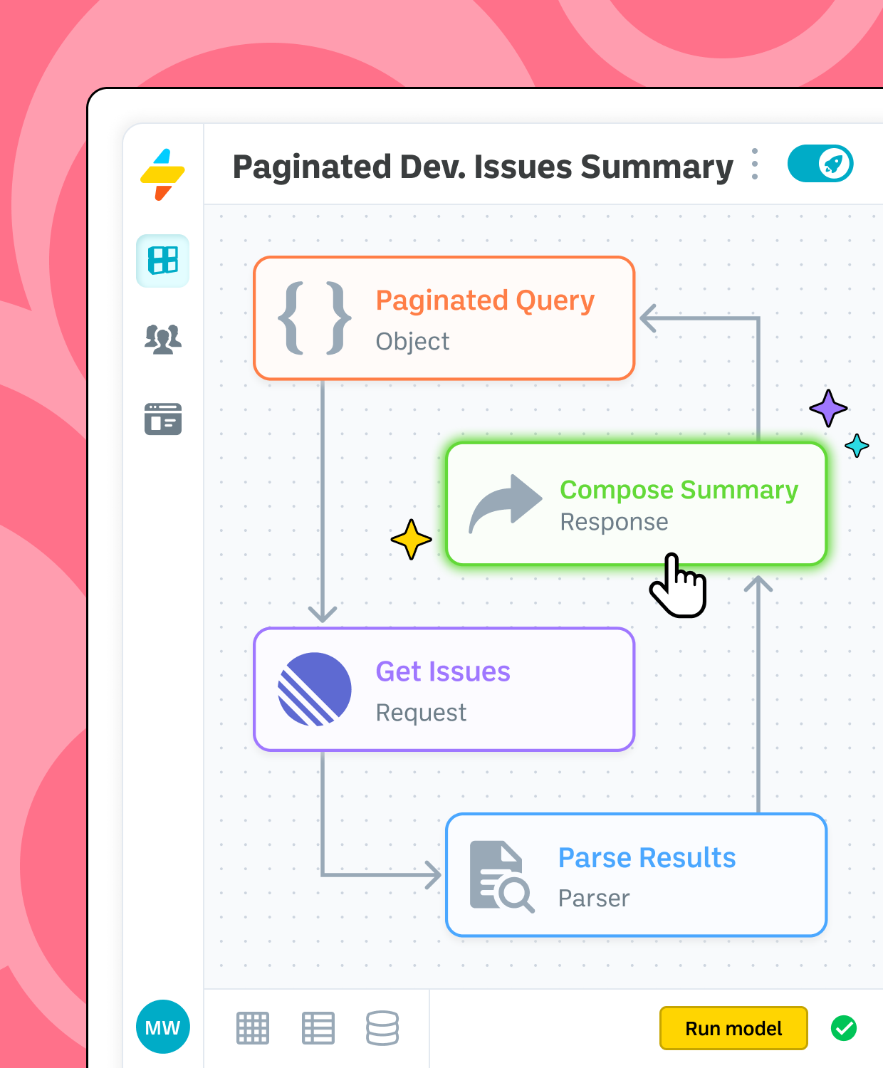 Use a Summit model to collect and summarize data across multiple pages.