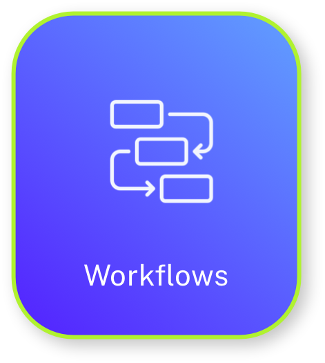 Workflow icon with connected rectangles representing process steps