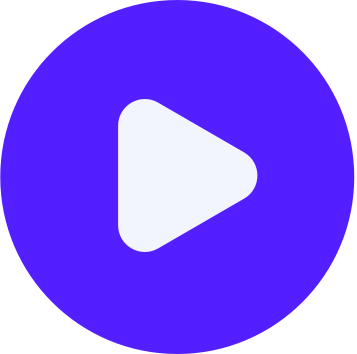 Purple circular play button icon with white triangle pointing right