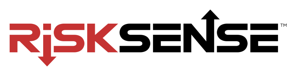 RiskSense logo with red and black text and directional arrows