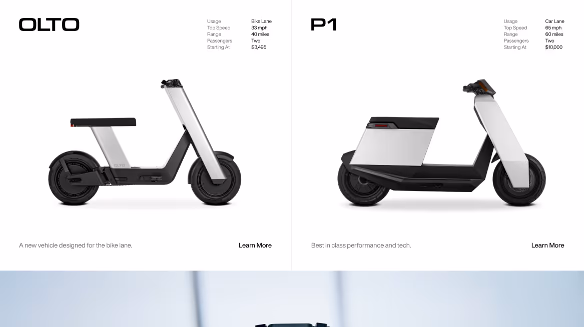 Screenshot of the homepage for Olto.