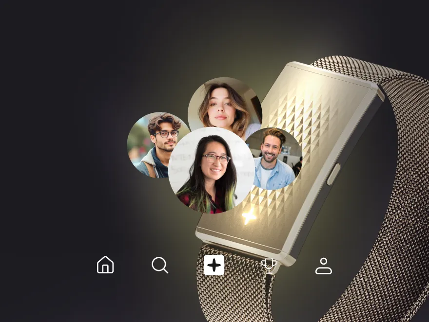 LivLive AI-powered wearable - smartwatch with contact photos and metallic mesh band for AR gaming social features