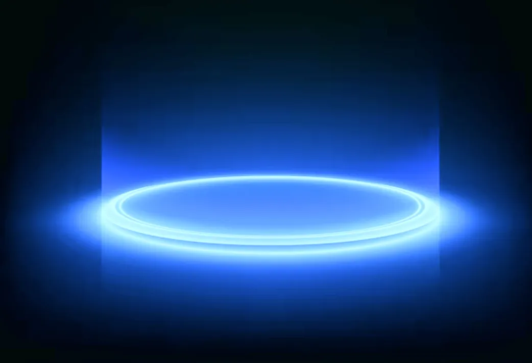 LivLive AR gaming effect - glowing blue neon circle for location-based interaction indicators