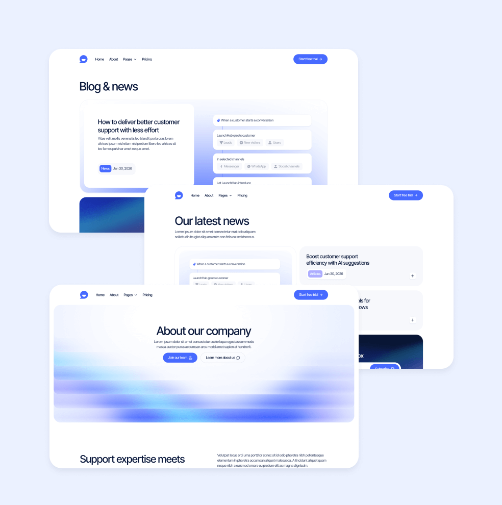 LaunchHub - 60+ Sections Included - Support Platform Webflow Template