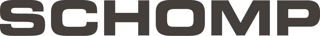 SCHOMP logo in bold, black uppercase letters.