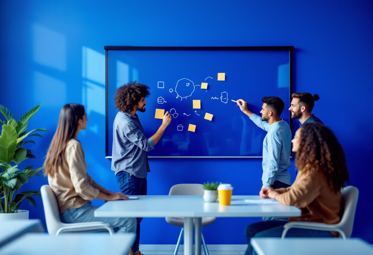 image of students collaborating on a project (for a edtech)