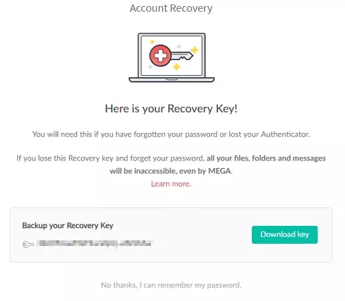 Mega Cloud recovery key