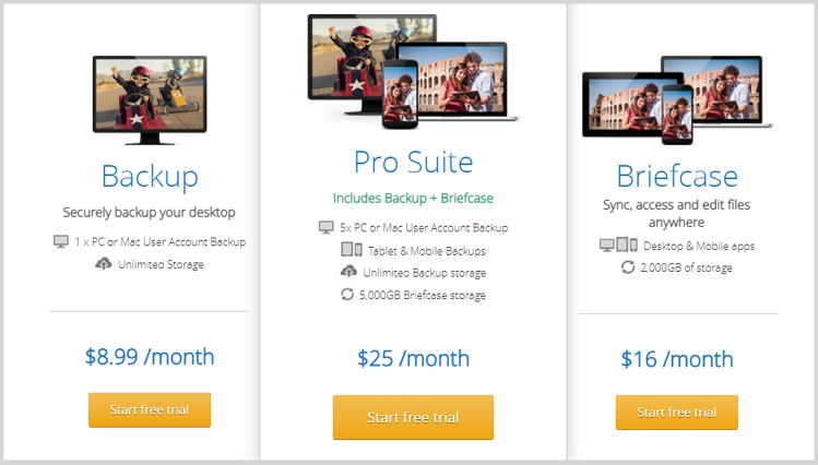 Livedrive pricing for backup, pro suite, and briefcase packages