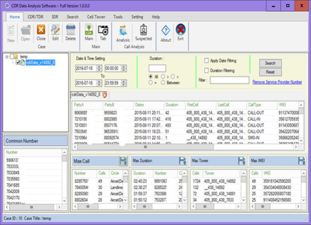 CDR Data Analysis Software 2.0.0.0 Screenshot