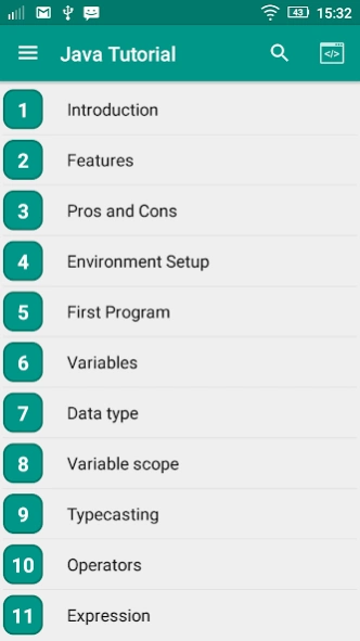 Java Tutorial Screenshot