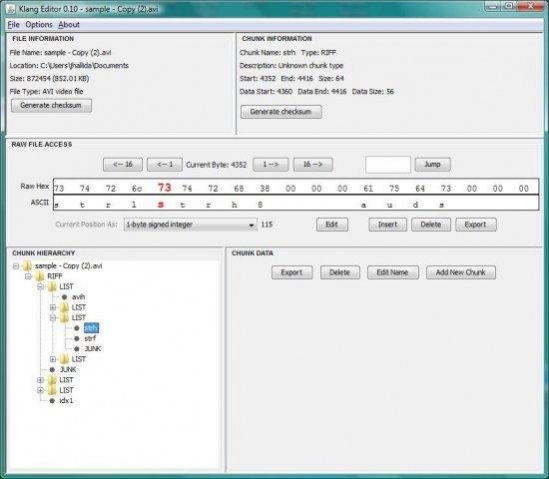 klang (structured binary file editor) 0.11 Screenshot