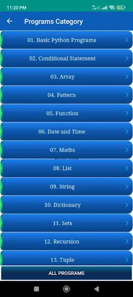 Python MCQ Programs Interview Screenshot