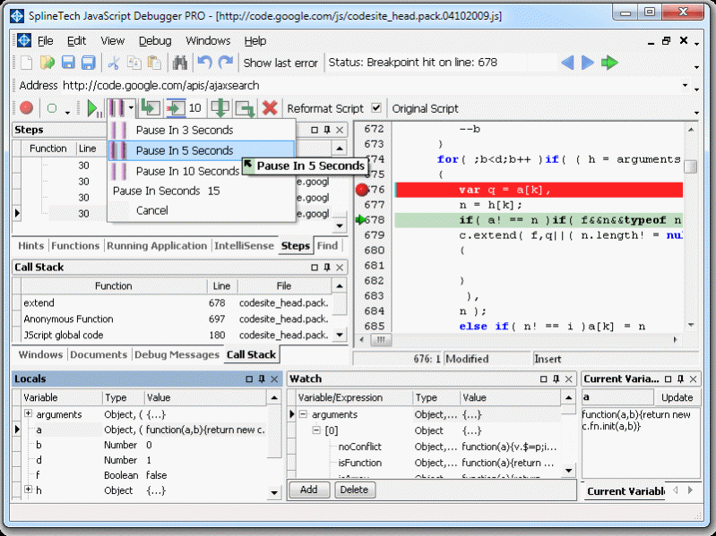 SplineTech JavaScript Debugger PRO 8.94 Screenshot