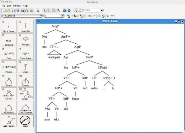 TreeForm Syntax Tree Drawing Software 1.11 Screenshot