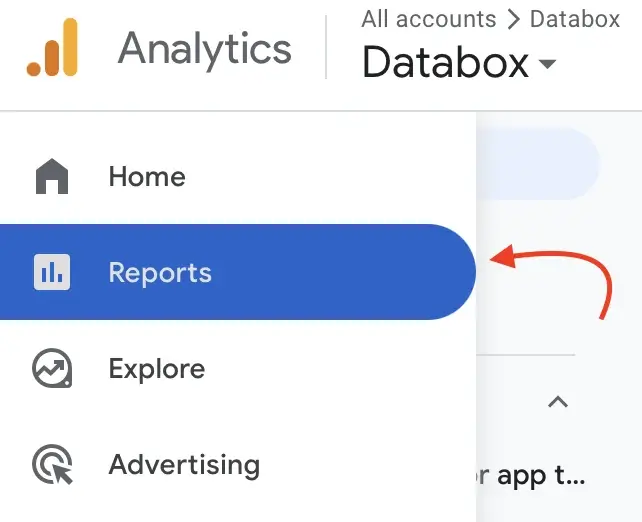 Events Report in Google Analytics 4 - reports menu