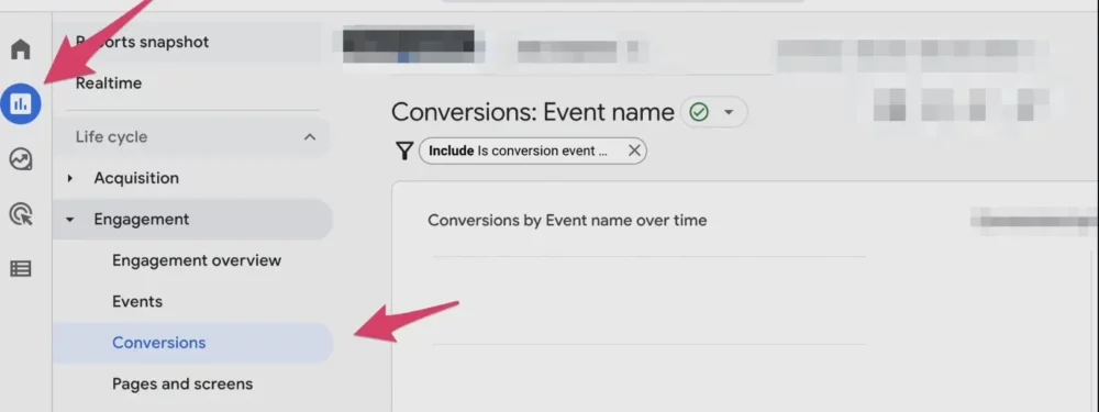 Events Report in Google Analytics 4 - conversions